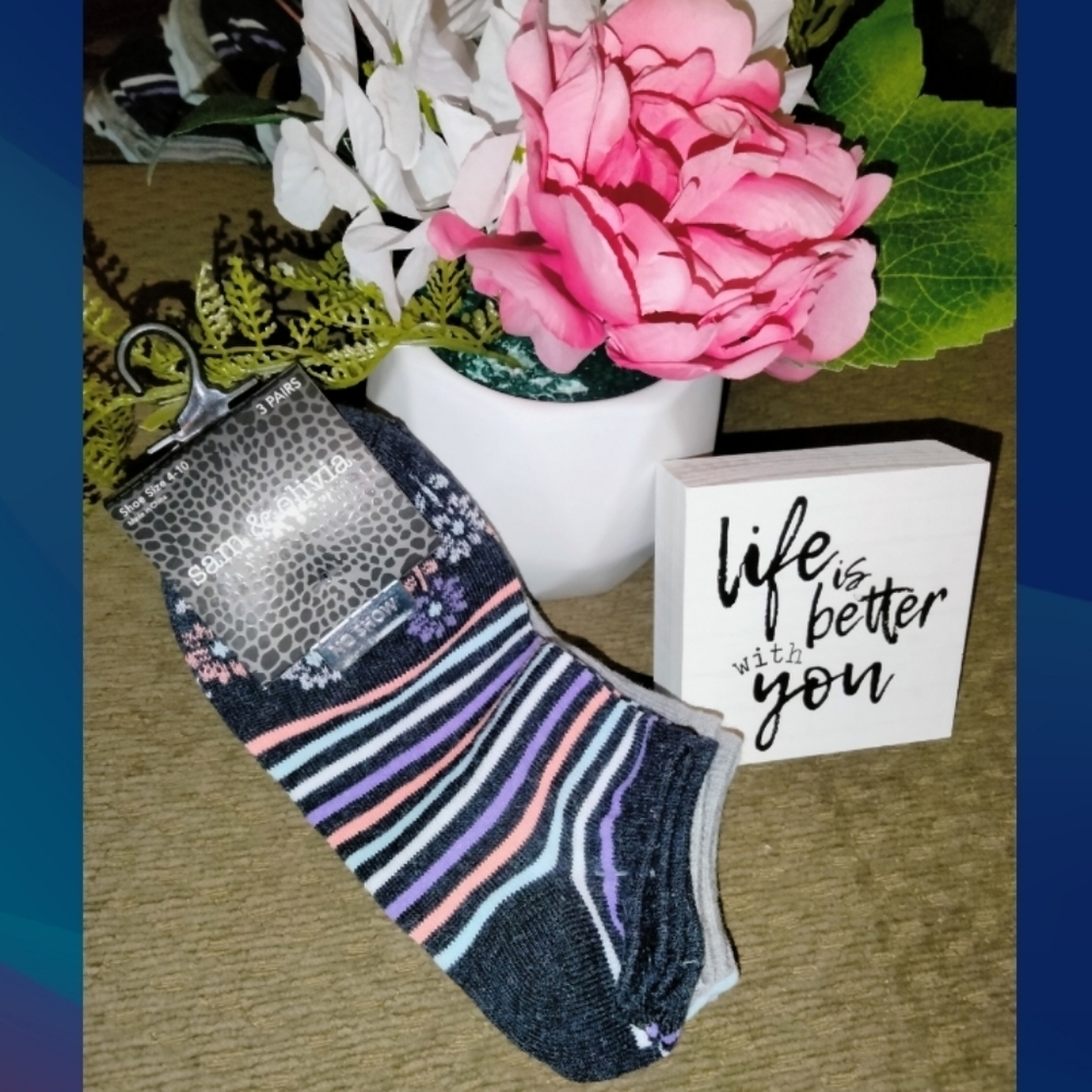 Sam & Olivia (Shoe Size 4-10) Multi Print No Show (3 Pairs) NWT